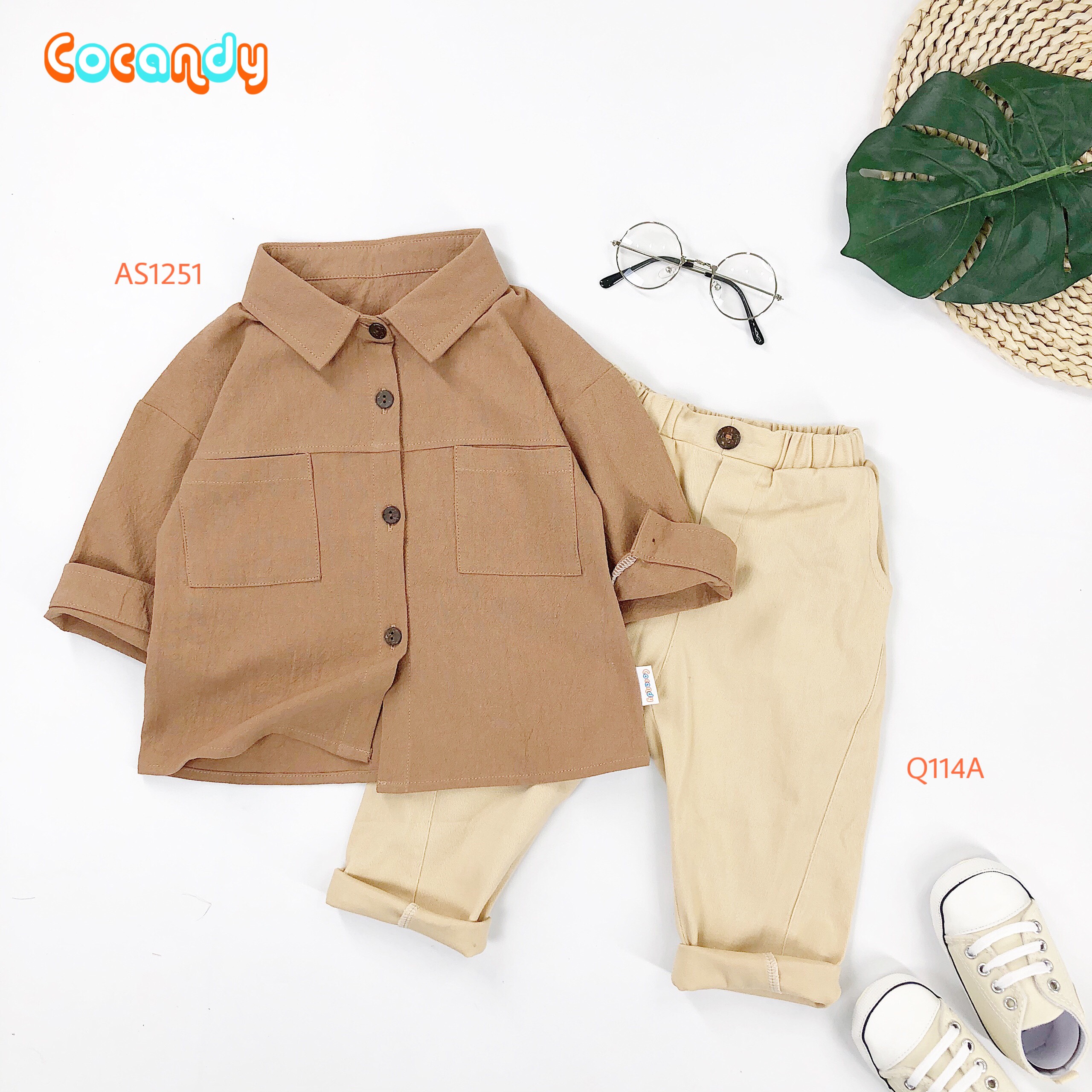 Áo dài sơ mi NÂU 2 túi_thumbnail_1