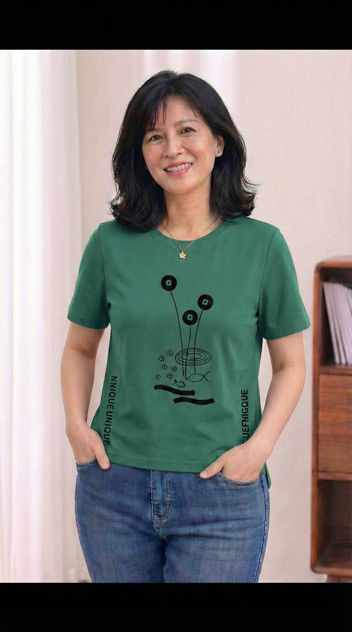 ATF237-Áo Thun Xẻ Tà Phối Hoa_thumbnail_2