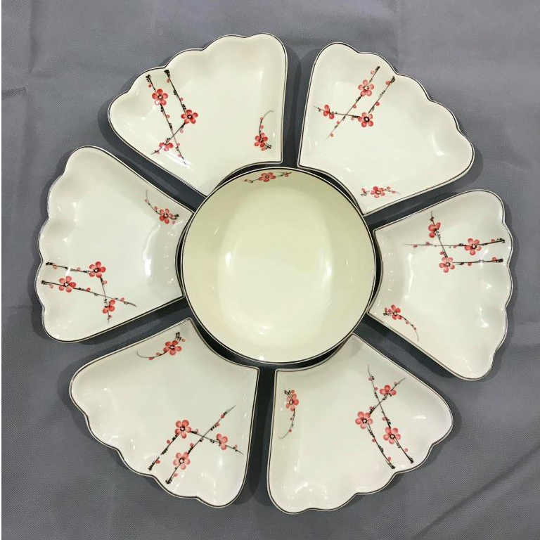 Bộ Bát Đĩa Hoa Mặt Trời - Đồ Thờ Cúng Men Rạn Đắp Nổi Bát Tràng Cao Cấp Nhiều Mẫu 45cm. 55cm