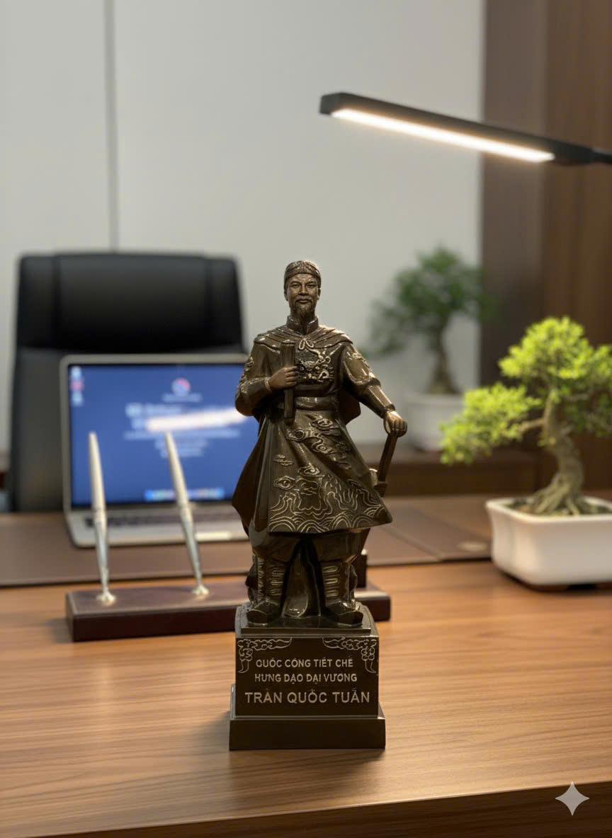 Tượng trần hưng đạo đại vương cao 38cm đúc đồng vàng _thumbnail_1
