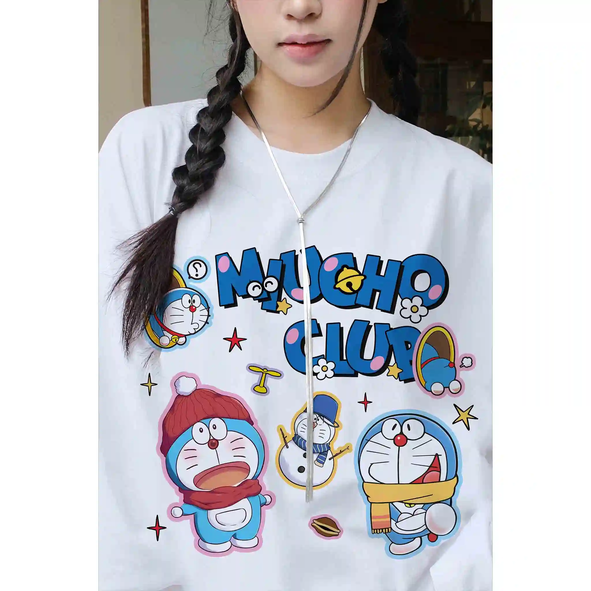 Áo thun boxy local brand Miucho vải cotton thoáng mát tay dài cổ tròn Doremon in mix 2771_thumbnail_4