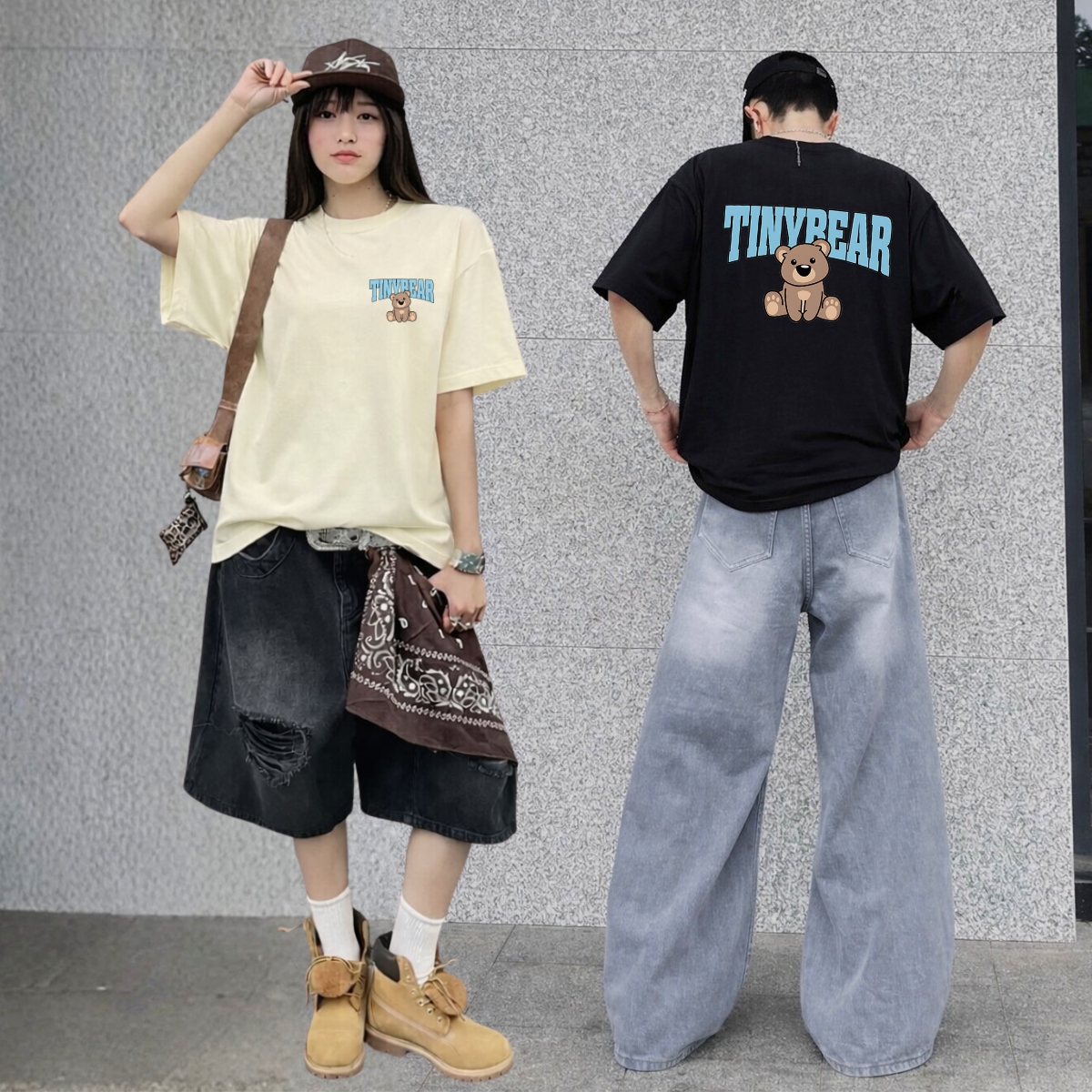 Áo thun unisex hình gấu in 2 mặt nhiều mẫu local brand 𝐖𝐞 𝐓𝐞𝐞 dáng oversize rộng- T006