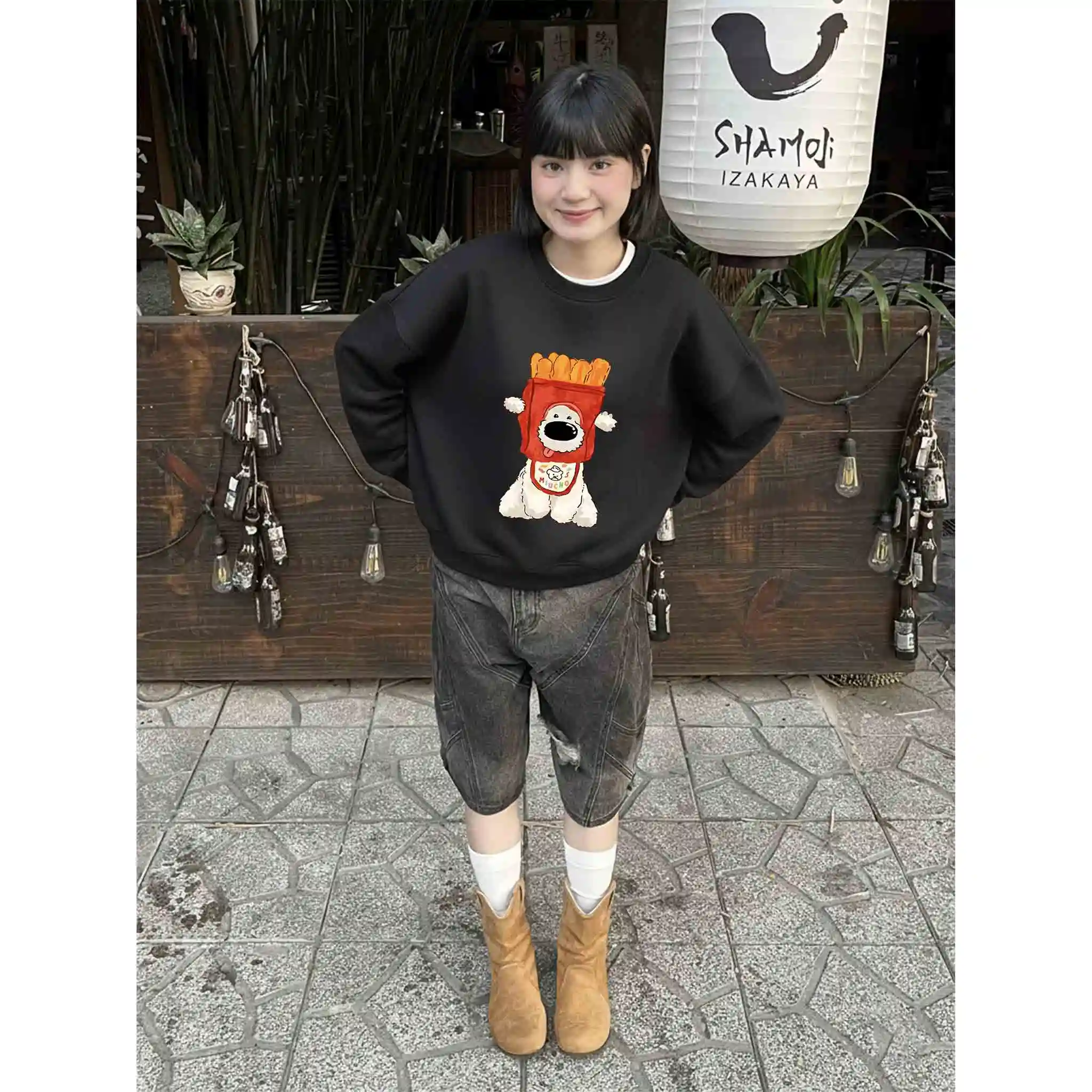Áo Sweater boxy Miucho nỉ 2 da thoáng mát dày dặn cổ tròn đủ size hình cún in mix 2793_thumbnail_9