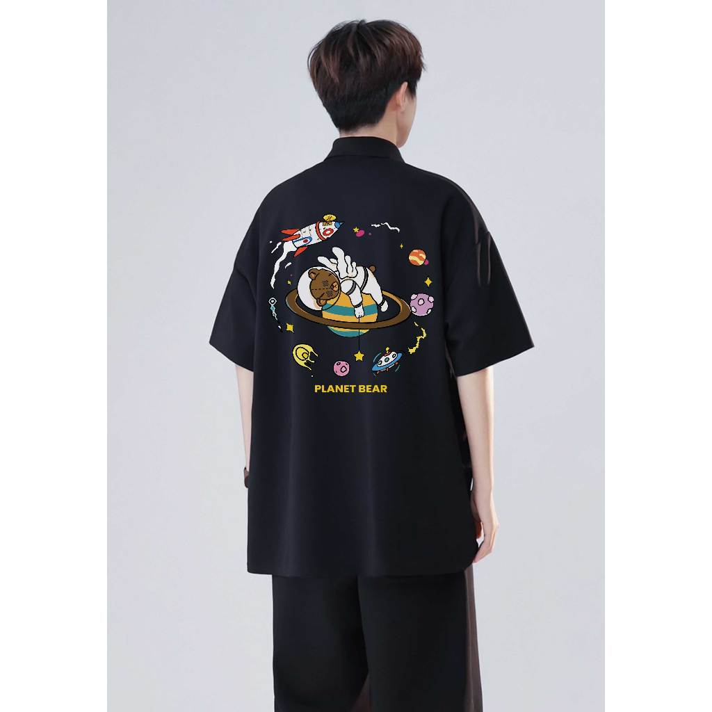 Polo nam đứng form tôn dáng PLD407 Miucho Man tay ngắn vải cotton Cổ trụ in graphic_thumbnail_4