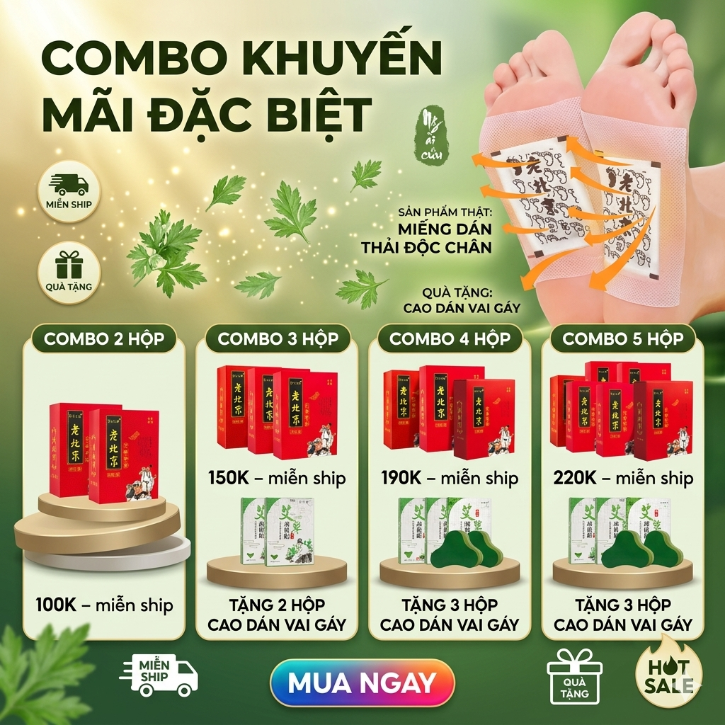 Miếng dán chân thải độc Ông Lão Bắc Kinh giúp ngủ ngon