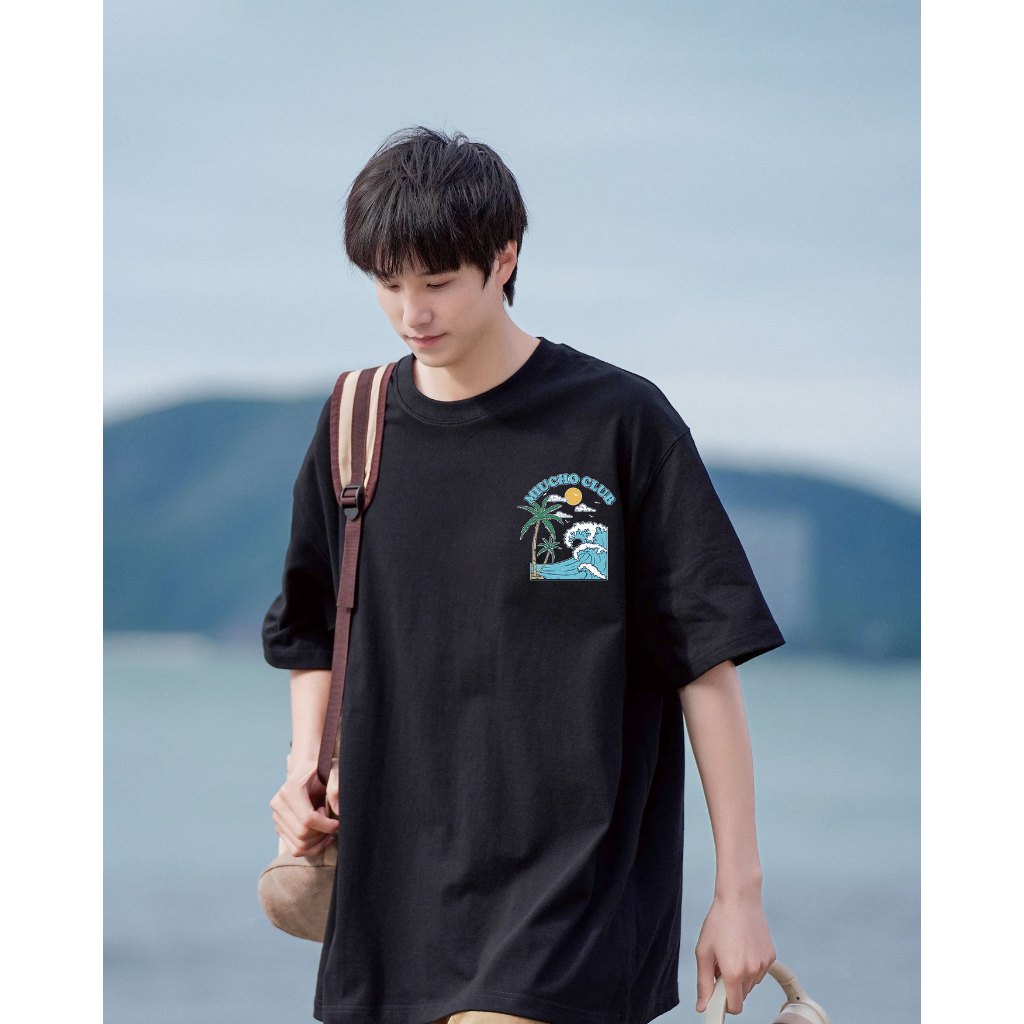 Áo phông nam mùa hè đi biển form rộng nhiều màu ATD1034 Miucho Man tay ngắn cổ tròn in mix_thumbnail_3