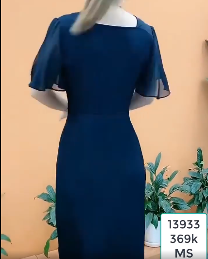 13933-Đầm body xẻ tà phối tay voan cánh tiên (màu đen, thun nhật, voan)FREESHIP_thumbnail_3