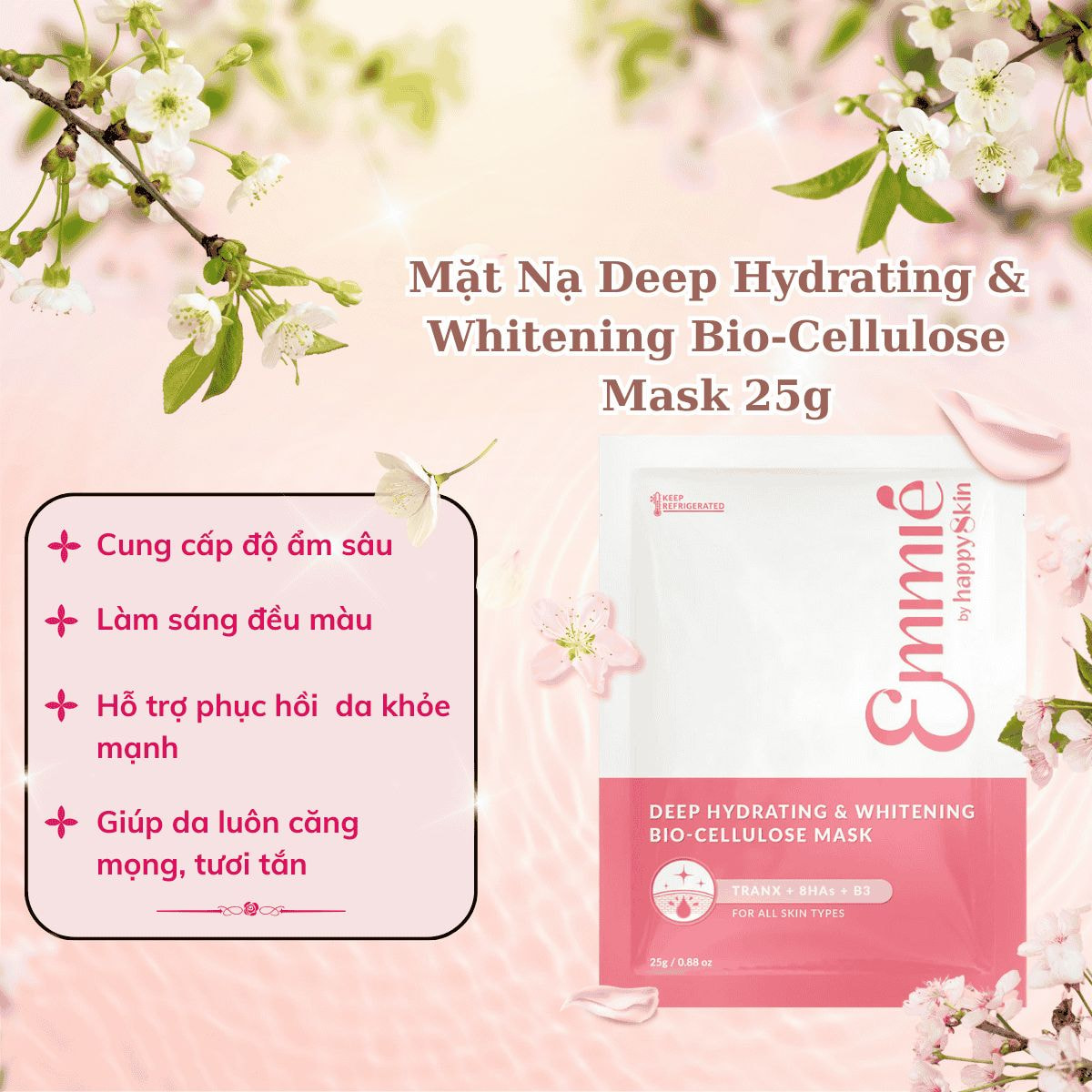 Mặt Nạ Emmié Làm Trắng & Cấp Ẩm Sâu Deep Hydrating & Whitening Bio-Cellulose 25g_thumbnail_1