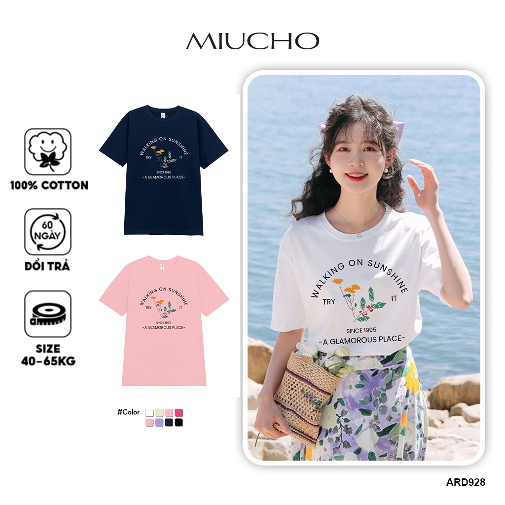 Áo thun nữ màu xinh form vừa regular ARD928 Miucho Chic in mix