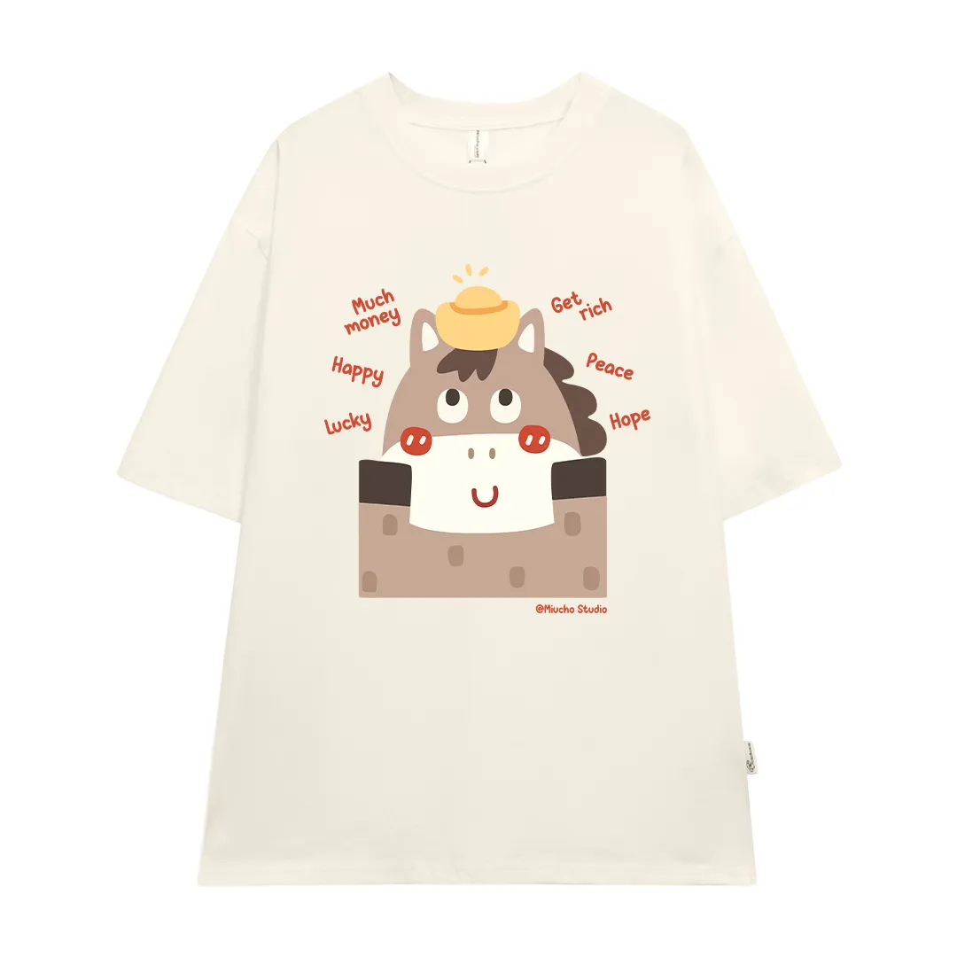Áo thun form rộng Miucho vải dày dặn thoáng mát tôn dáng chú ngựa ngây ngô in mix 2910_thumbnail_9
