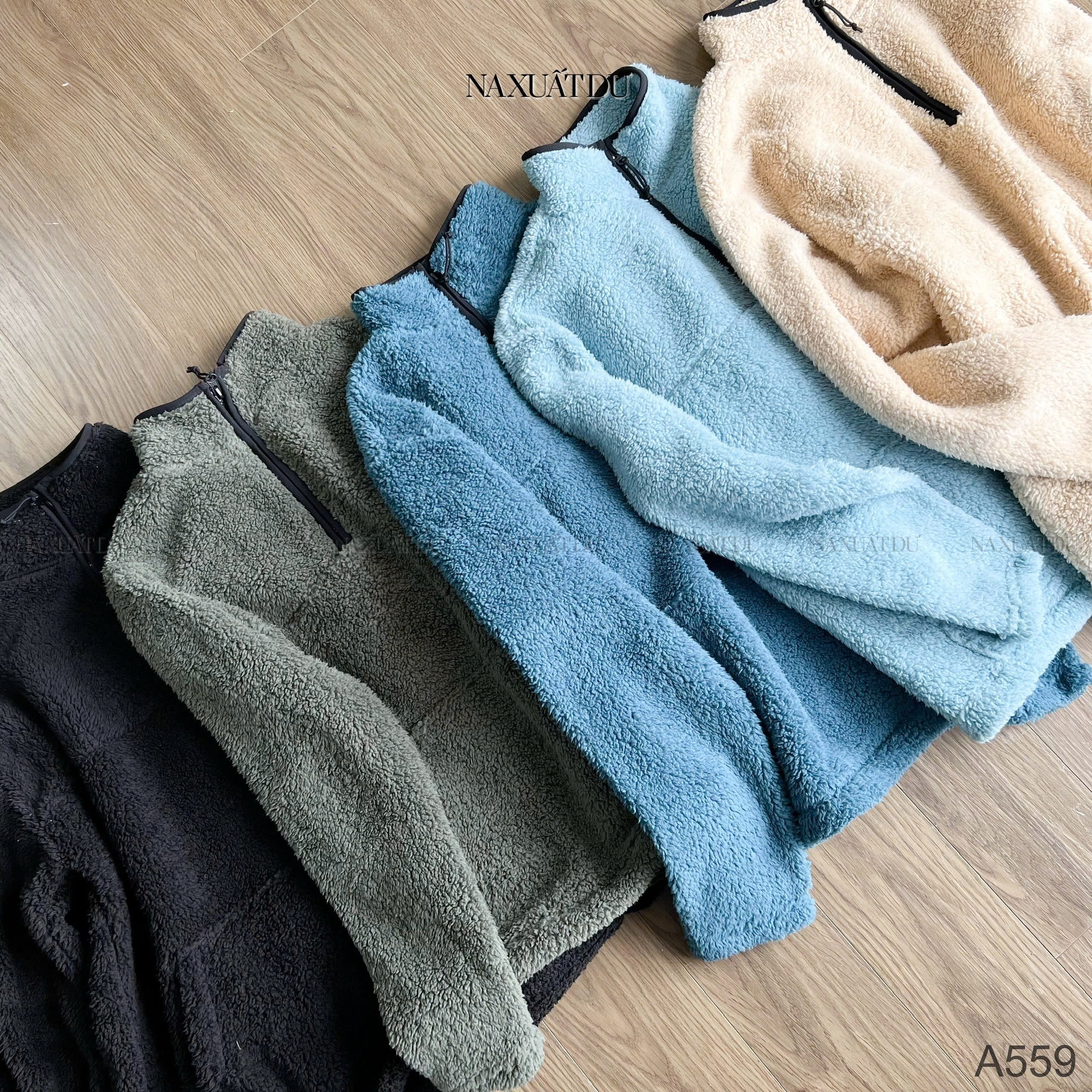 Set 2 Áo lông cổ có dây kéo unisex 