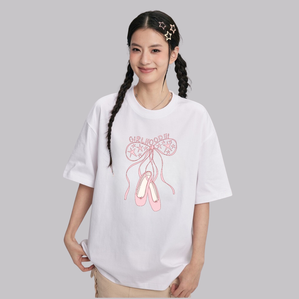 Áo thun unisex UX30-1172 nơ ballet hồng GIRLHOOD dáng oversized local brand WETEE_thumbnail_0