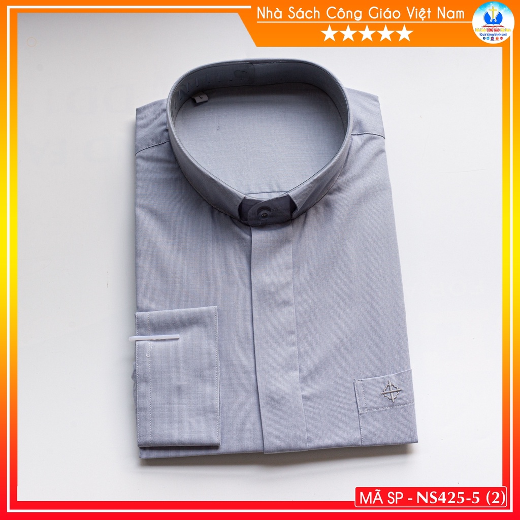 Áo Sơ Mi cổ côn linh mục dài tay NS425-5 Quà tặng  Lễ quan thầy, truyền chức, sinh nhật cha xứ_thumbnail_1