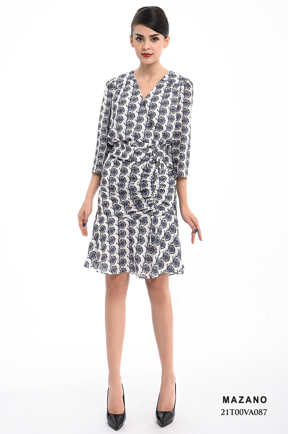 Đầm họa tiết xếp ly rút dây eo_thumbnail_2