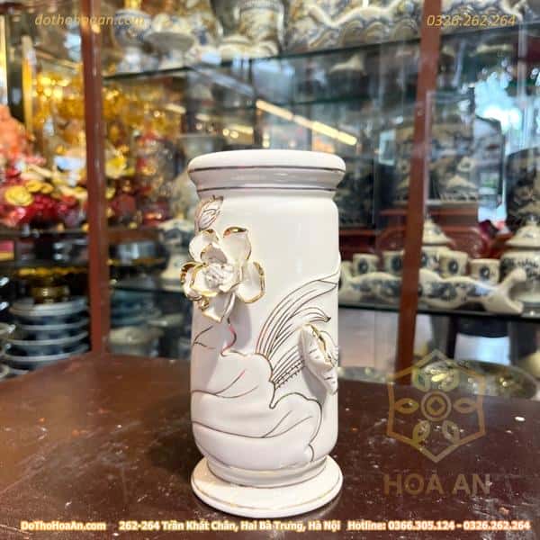 Ống Hương Sứ Liên Hoa Trắng2