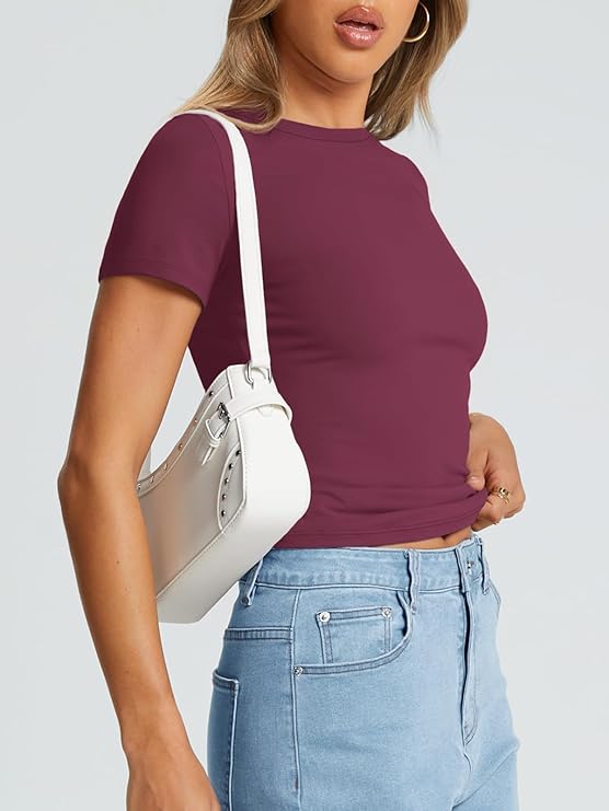 Women’s Basic Crop Top – Soft Short Sleeve Tee for Gym or Casual Wear_thumbnail_14