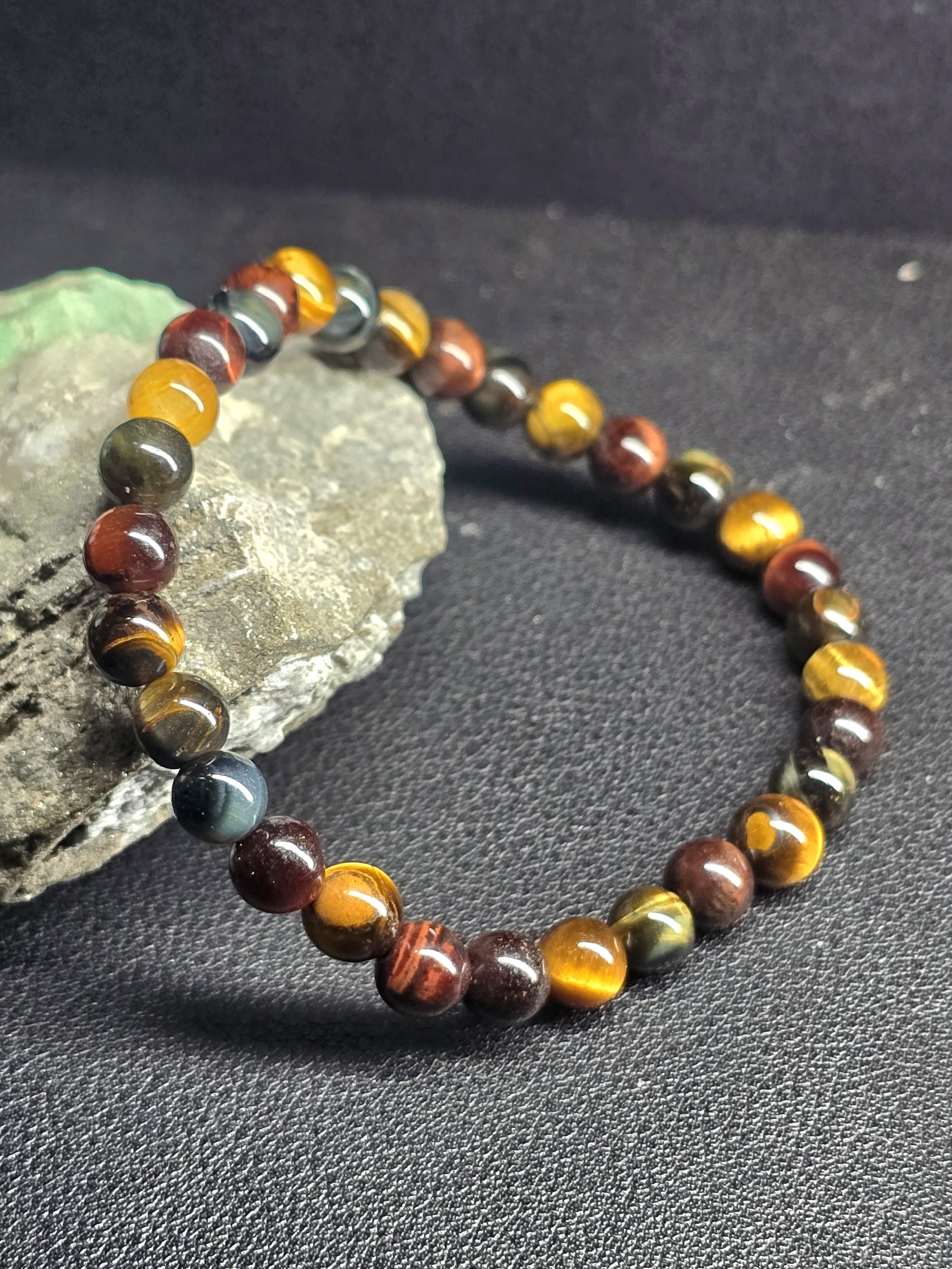 Vòng Đá Mắt Hổ Đa Sắc (Đỏ Vàng Xanh) Tiger Eye