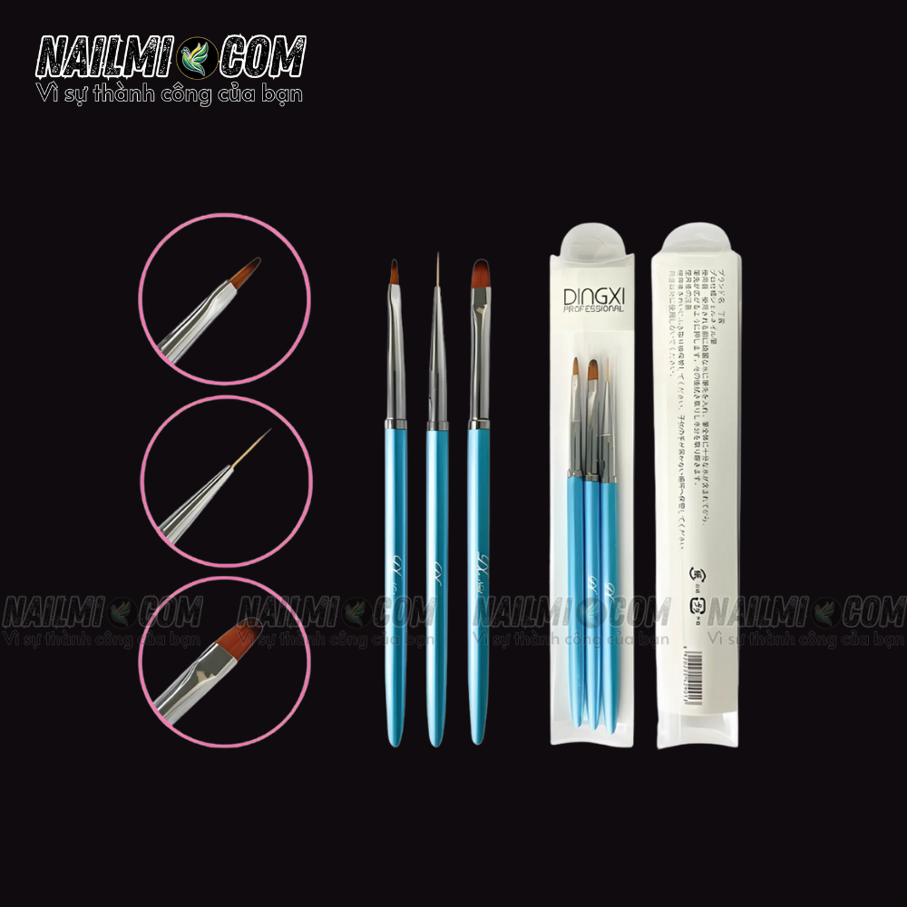 Set cọ mix kiểu - vẽ móng - 3 cái - Dingxi - cán nhôm_thumbnail_1