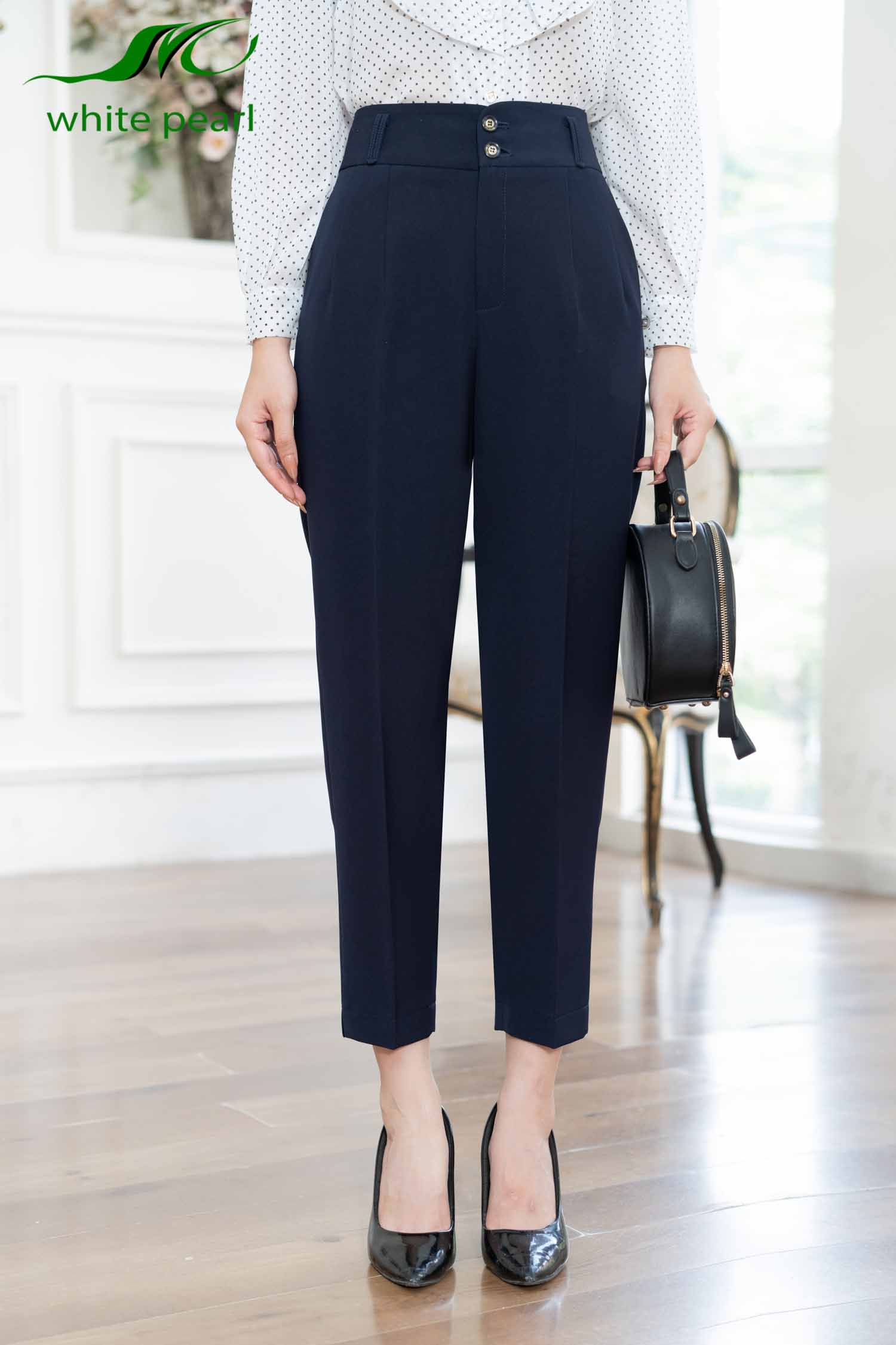 Quần âu nữ dáng baggy cạp 2 cúc thời trang công sở cao cấp White Pearl_thumbnail_4