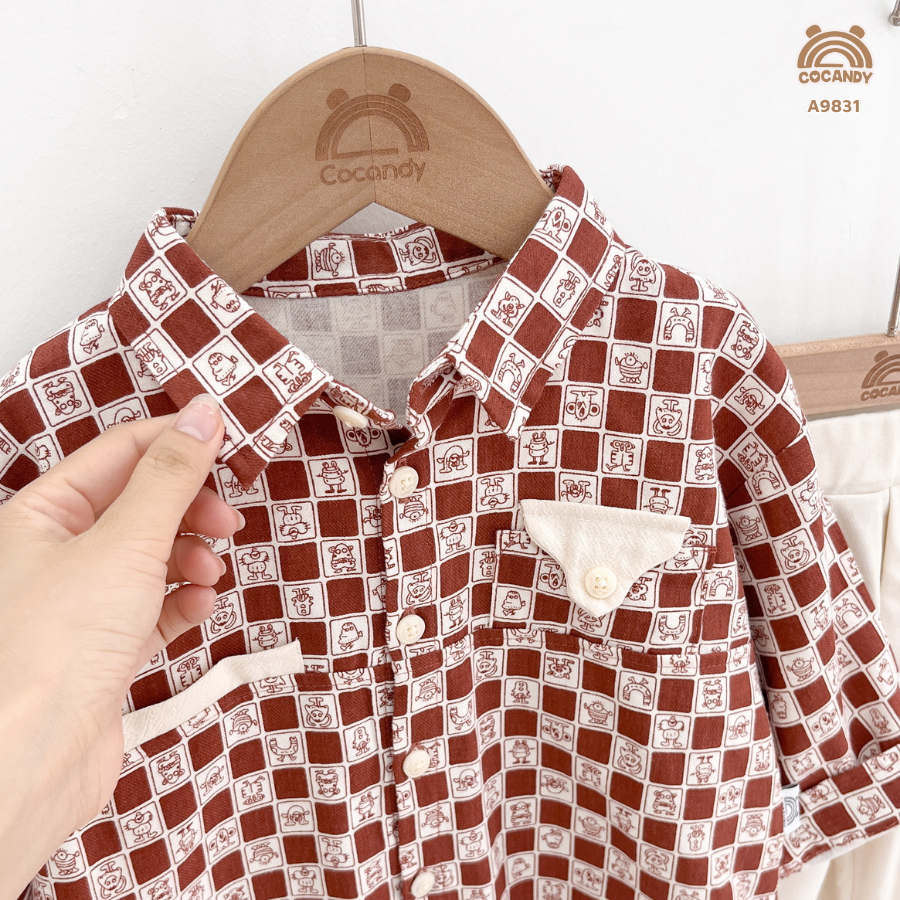 Áo dài ĐỎ sơ mi họa tiết ô vuông_thumbnail_6