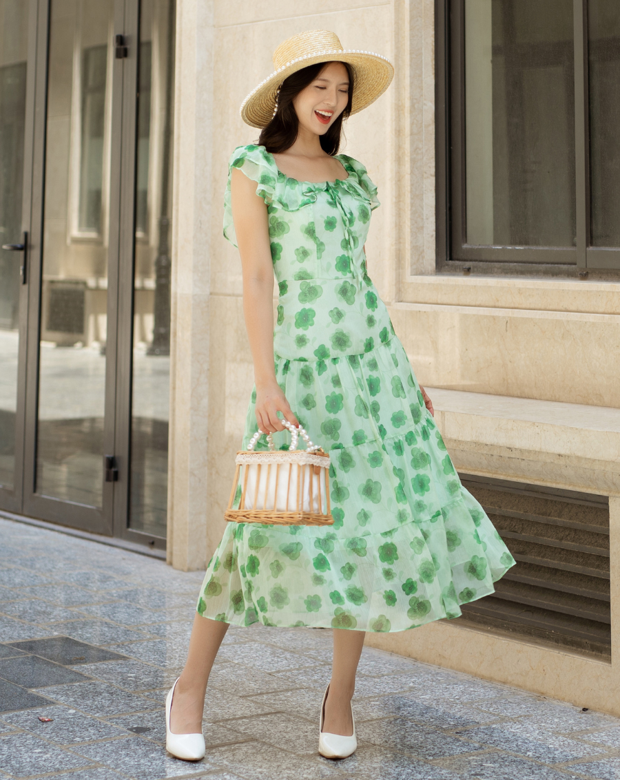 Đầm maxi hoa trễ vai bèo cột nơ xinh xắn 2in1_thumbnail_9