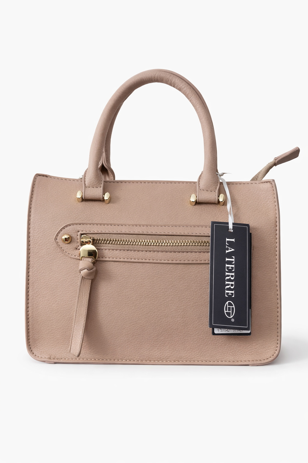 Túi Xách Nữ LA TERRE Kem Nude – Form Cứng Thanh Lịch, Khóa Zip Trước Tiện Lợi