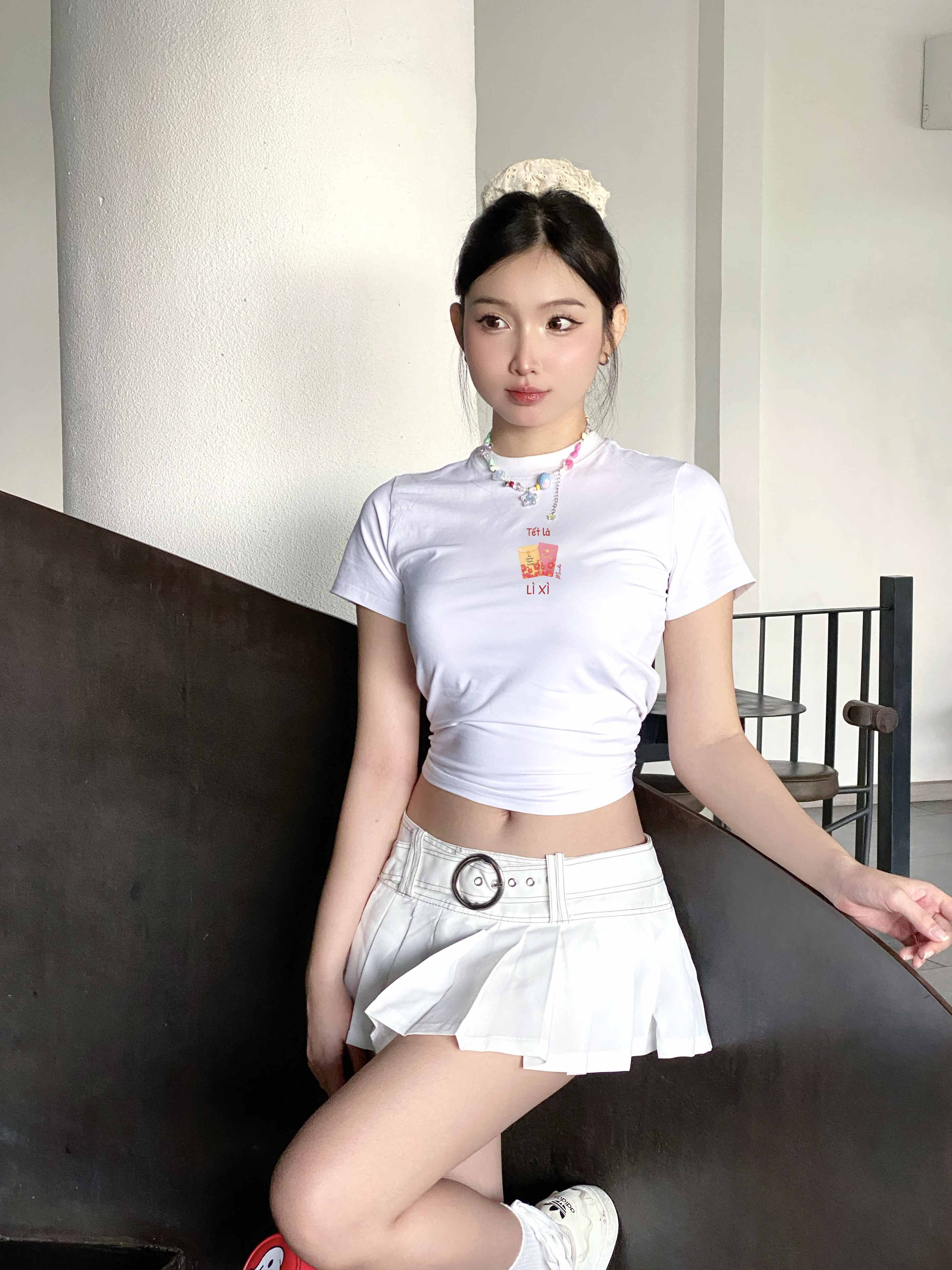 Áo baby tee tết cổ tròn chất vải cotton 4c co giãn thoáng mát 1849 Miucho in mix_thumbnail_1