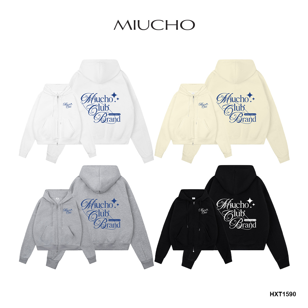 Áo hoodie zip form boxy local brand vải nỉ bông dày dặn khóa kéo  HXD1590 Miucho in typography_thumbnail_1