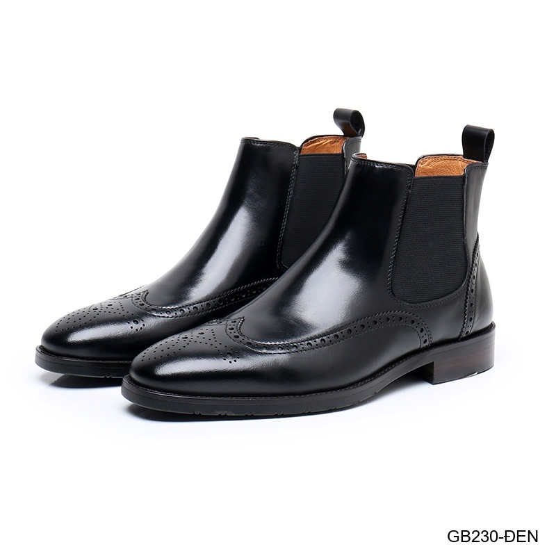 GB230 - Bốt Chelsea Nam Da Bò Phong Cách Anh Quốc Đế Cao 3-5cm