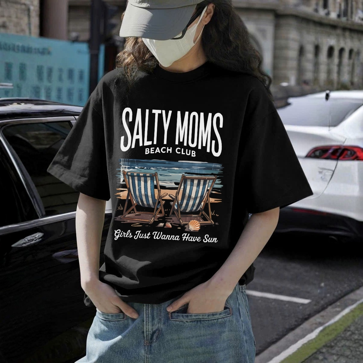 Áo thun unisex UX30-1178 chữ SALTY MOMS ghế trên biển  dáng oversized local brand WETEE_thumbnail_4