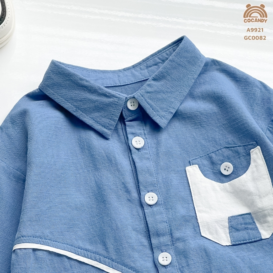 Áo dài XANH sơ mi phối túi ngực be_thumbnail_6