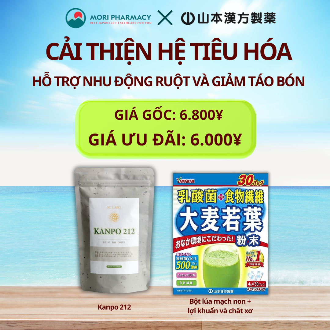 Combo Cải thiện táo bón nặng (kanpo 212 + Bột rau củ)