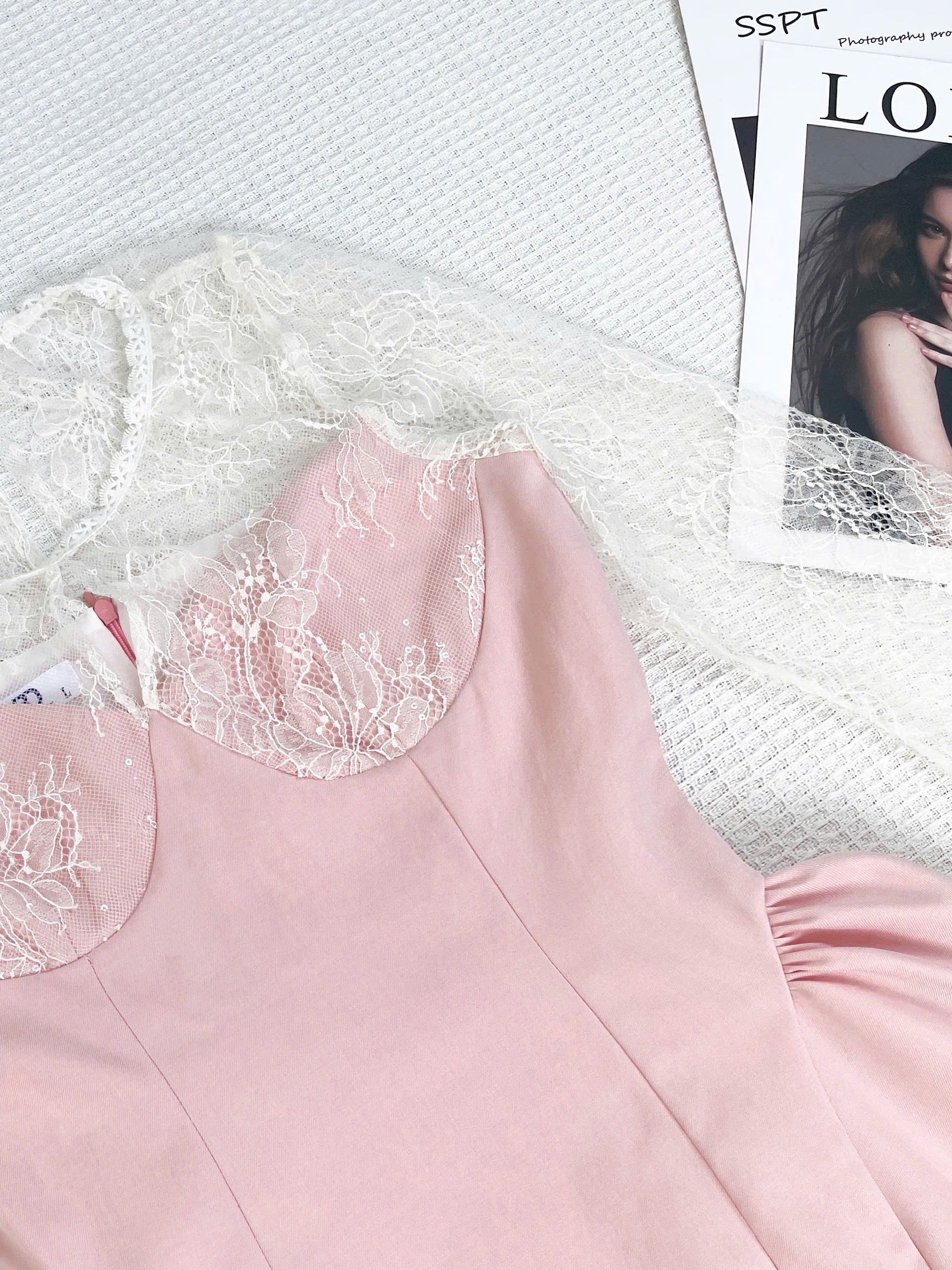 Đầm kiểu xòe nhẹ phối ren tay loe bigsize DA166 dành cho nàng béo mập từ 55-95kg_thumbnail_5