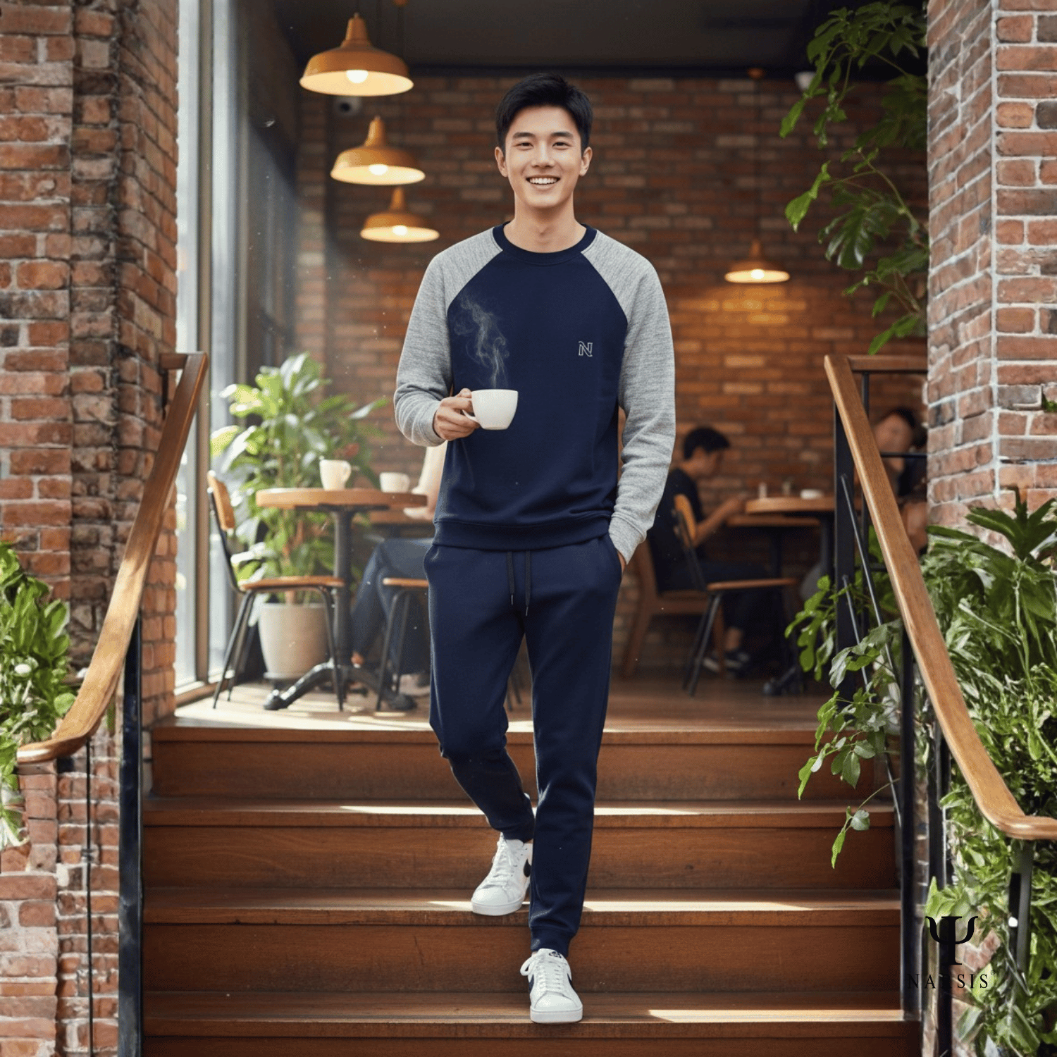 Bộ Thu Đông Nam Cotton Nỉ NARSIS Cao Cấp E25013, Bộ Đồ Nam Dài Tay Giữ Ấm, Form Thể Thao Trẻ Trung