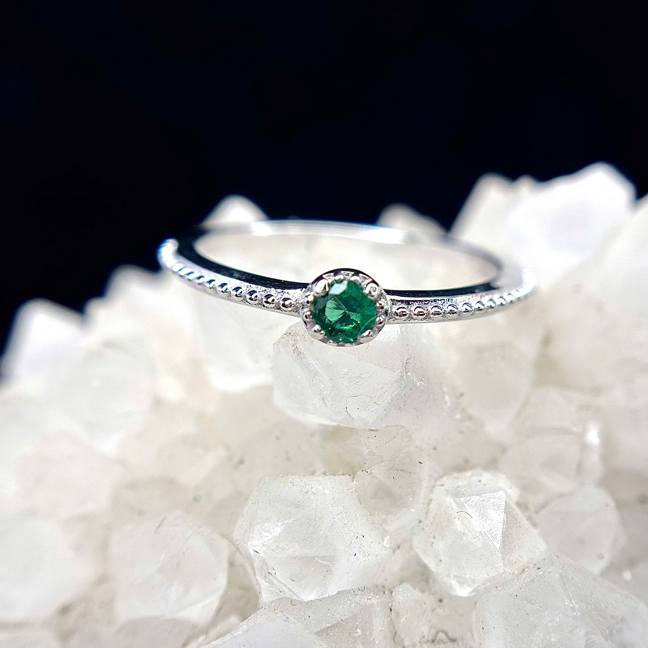 Nhẫn bạc xi bạch kim xanh mát size 6_thumbnail_2