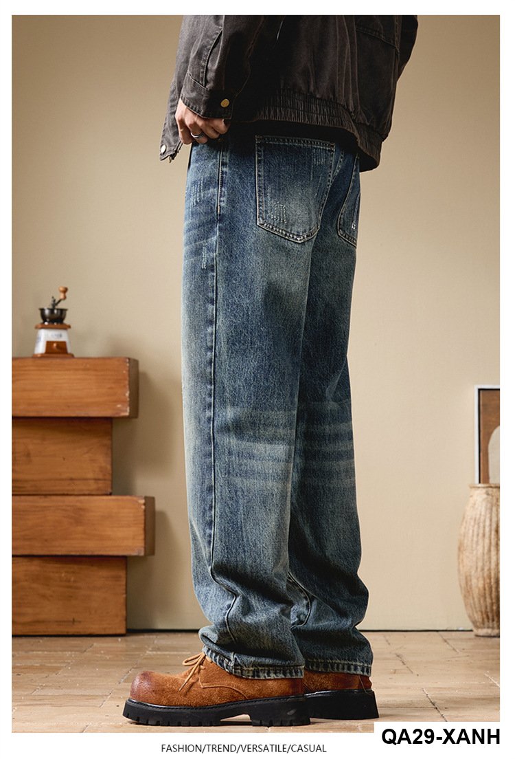 Quần Jean Nam Mùa Thu 2025 – Mùa Xuân Thu, Quần Ống Rộng Giản Dị, Retro Mỹ Cao Cấp, Thiết Kế Đã Giặt_thumbnail_2