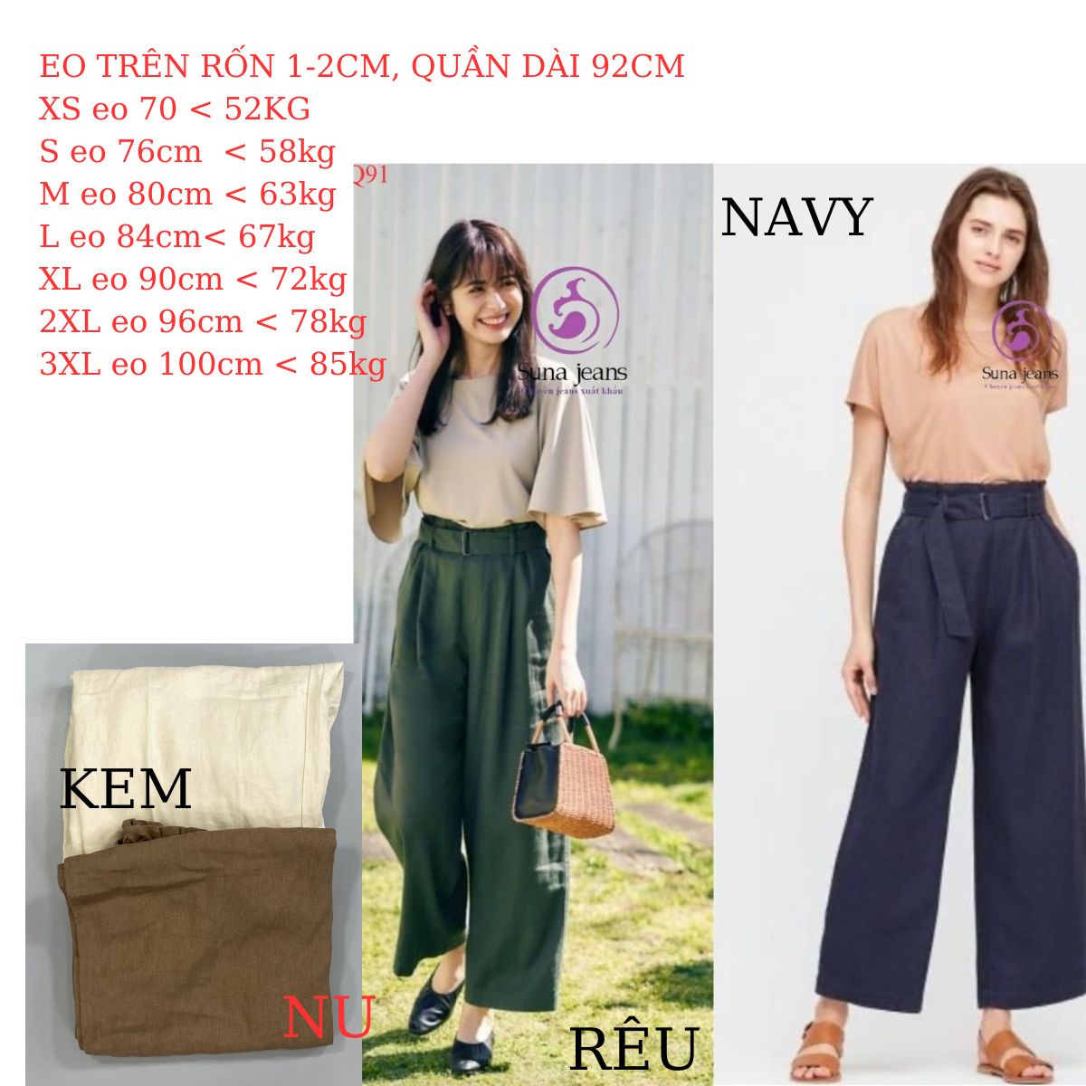 Q91- Quần linen Suông rộng Uniqlo