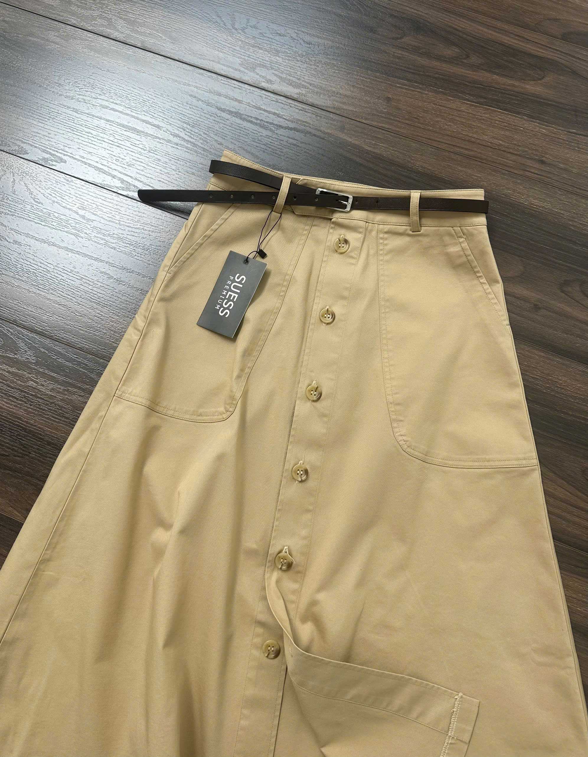 Chân váy dài Coton Q kaki kèm belt_thumbnail_2