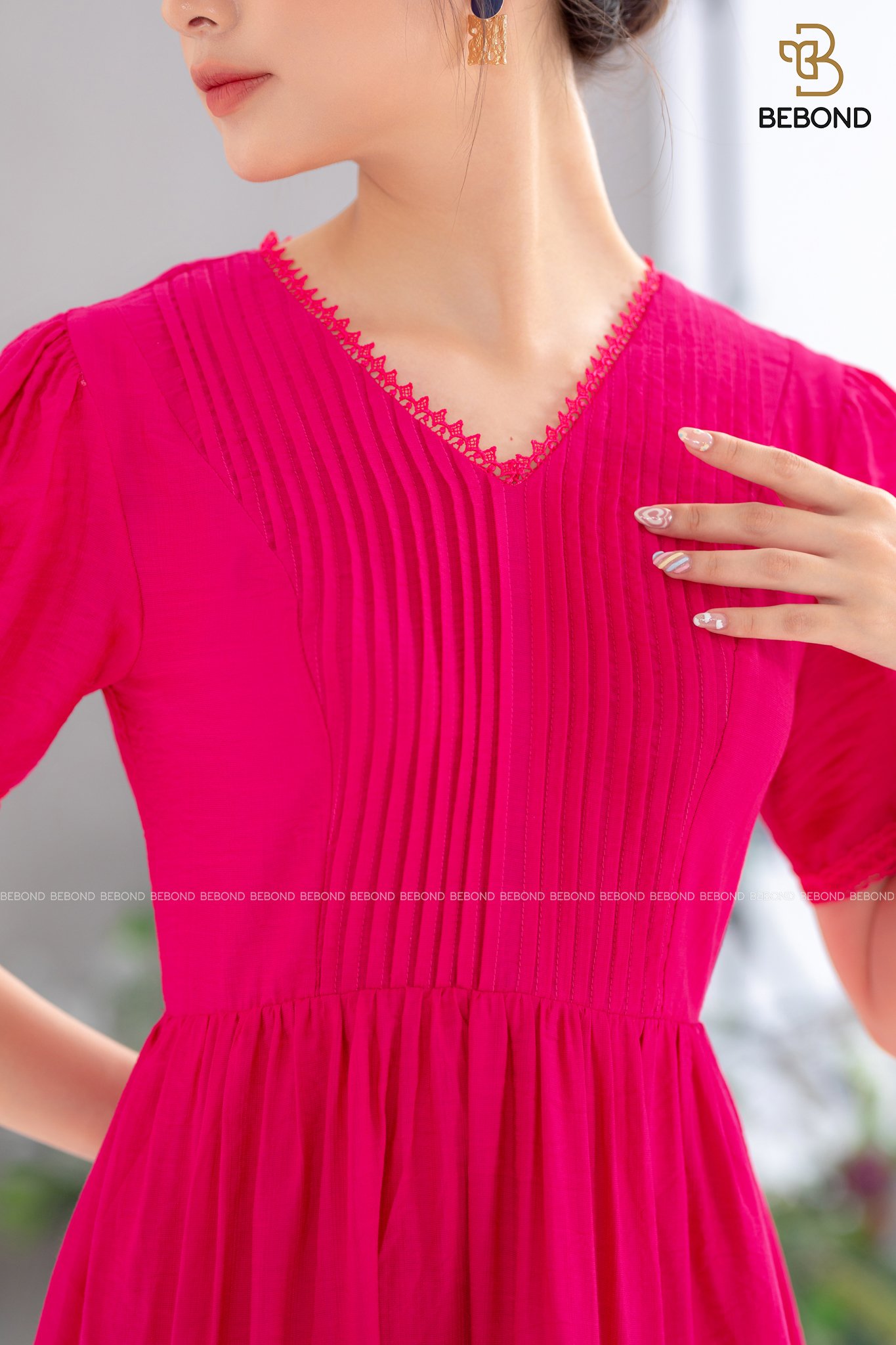 Đầm xòe cổ V màu HỒNG - Yuna Dress_thumbnail_2