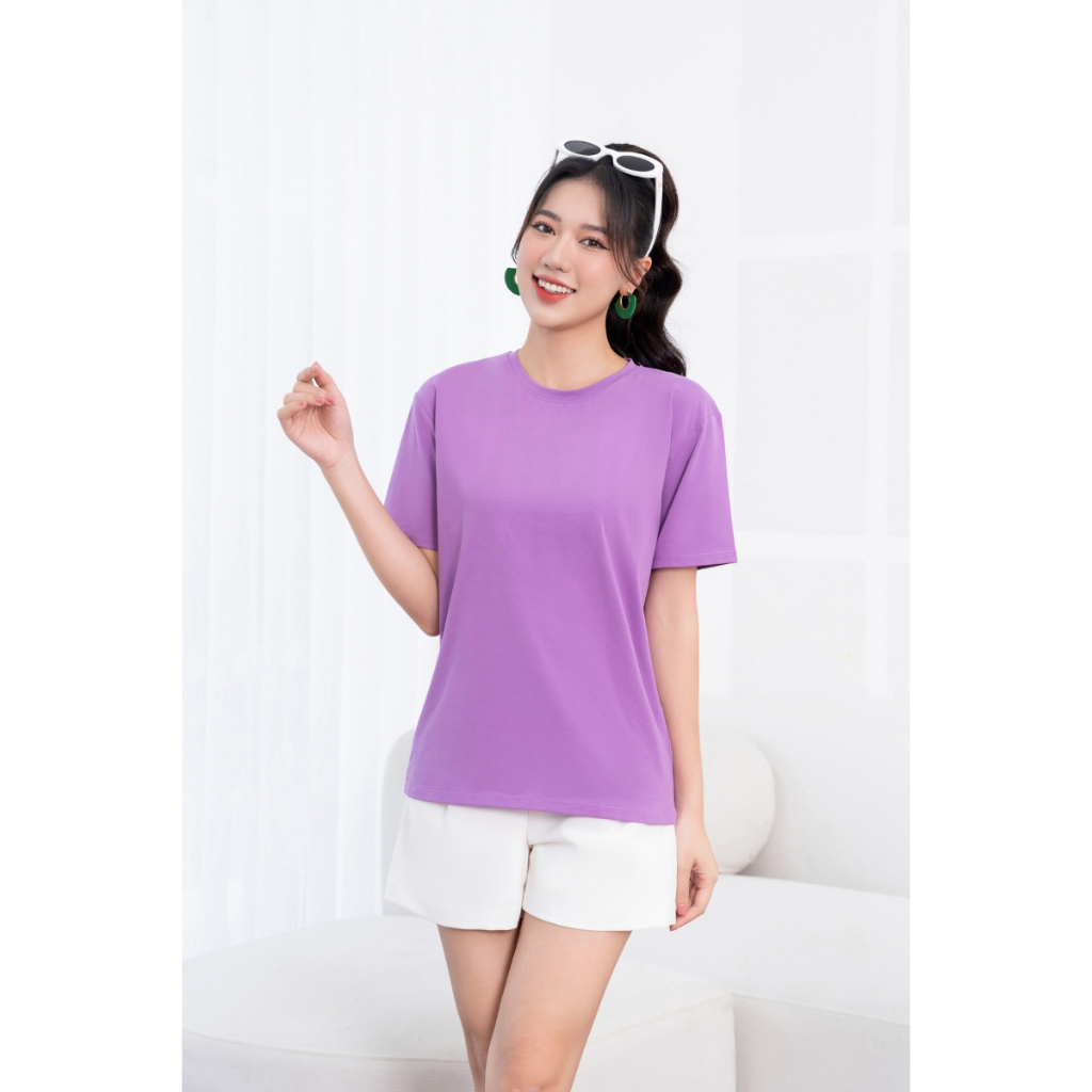 [Form Rộng] Áo phông nữ dáng rộng màu trơn chất cotton lạnh nhiều màu tươi trẻ - LOZA PH403301_thumbnail_2