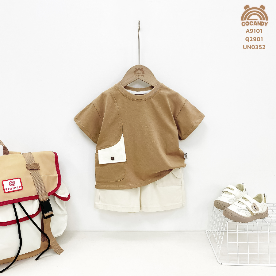 Áo cộc NÂU vạt sườn be 1 cúc_thumbnail_1