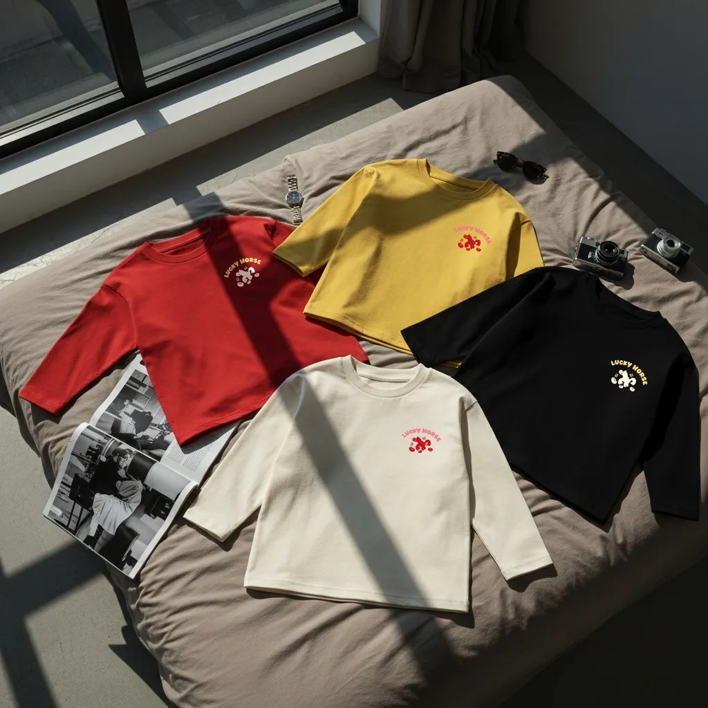 Áo thun Tết bé gái Kado vải cotton thoáng mát tay dài form rộng họa tiết nhỏ 2984_thumbnail_6