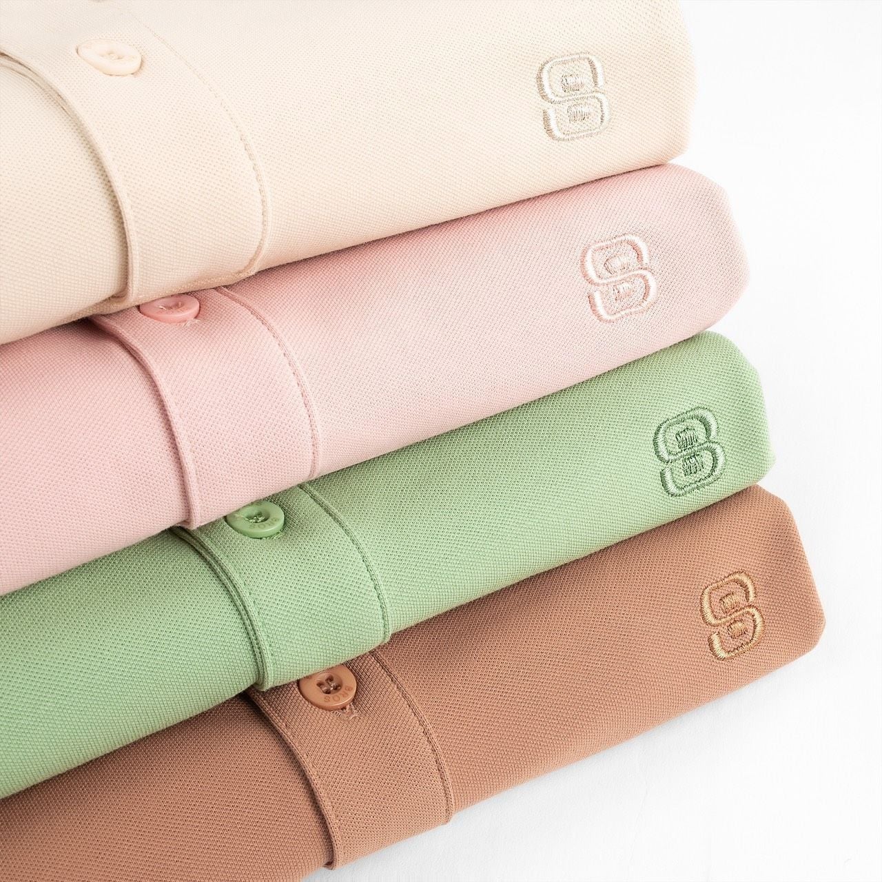 Áo Polo Super Brother Cotton Cá Sấu Logo Thêu Màu Xanh Lá