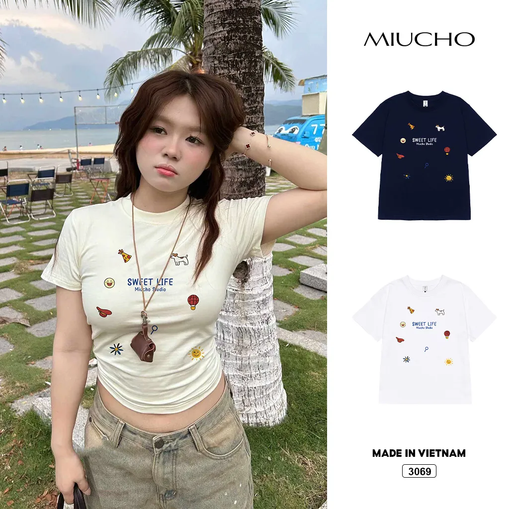 Áo baby tee Miucho họa tiết dễ thương 3069