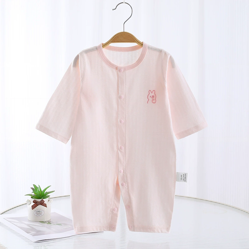 Áo liền thân sơ sinh DÀI TAY Cotton gân mỏng mùa hè cho bé – Vải kháng khuẩn 5A – Quần áo bodysuit bé trai bé gái từ 0–12 tháng_thumbnail_7