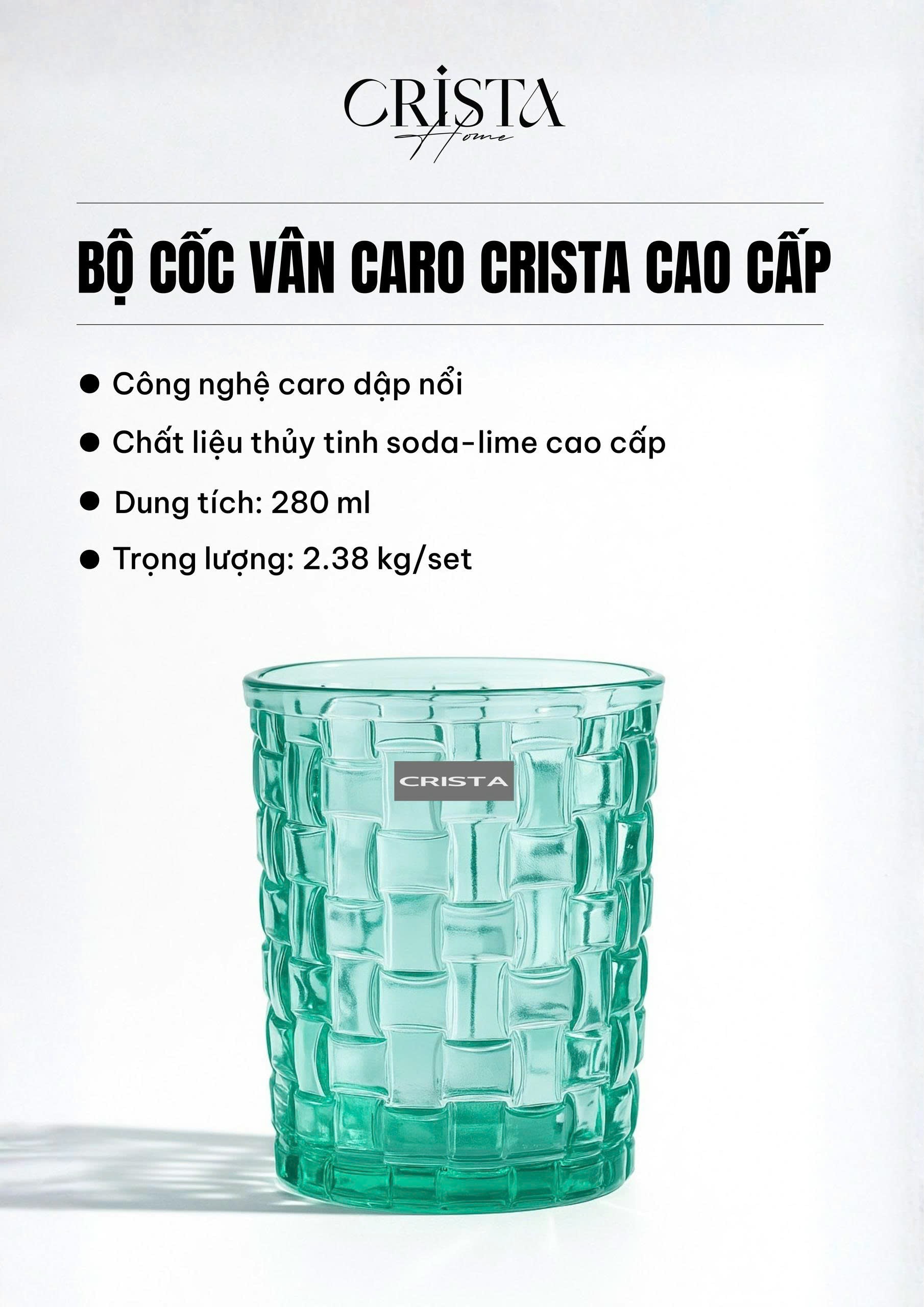 Bộ 6 cốc thủy CRISTA HOME tinh vân caro 280ml_thumbnail_76