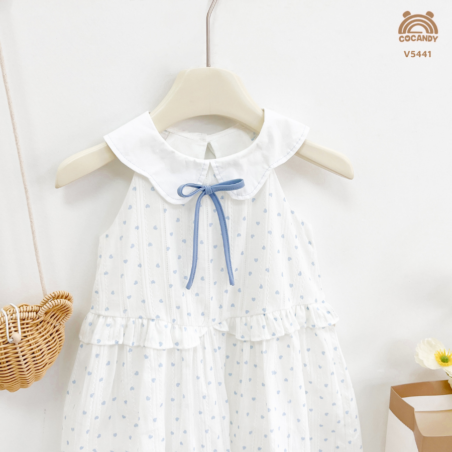 Váy cộc TRẮNG trái tim xanh nơ cổ_thumbnail_3