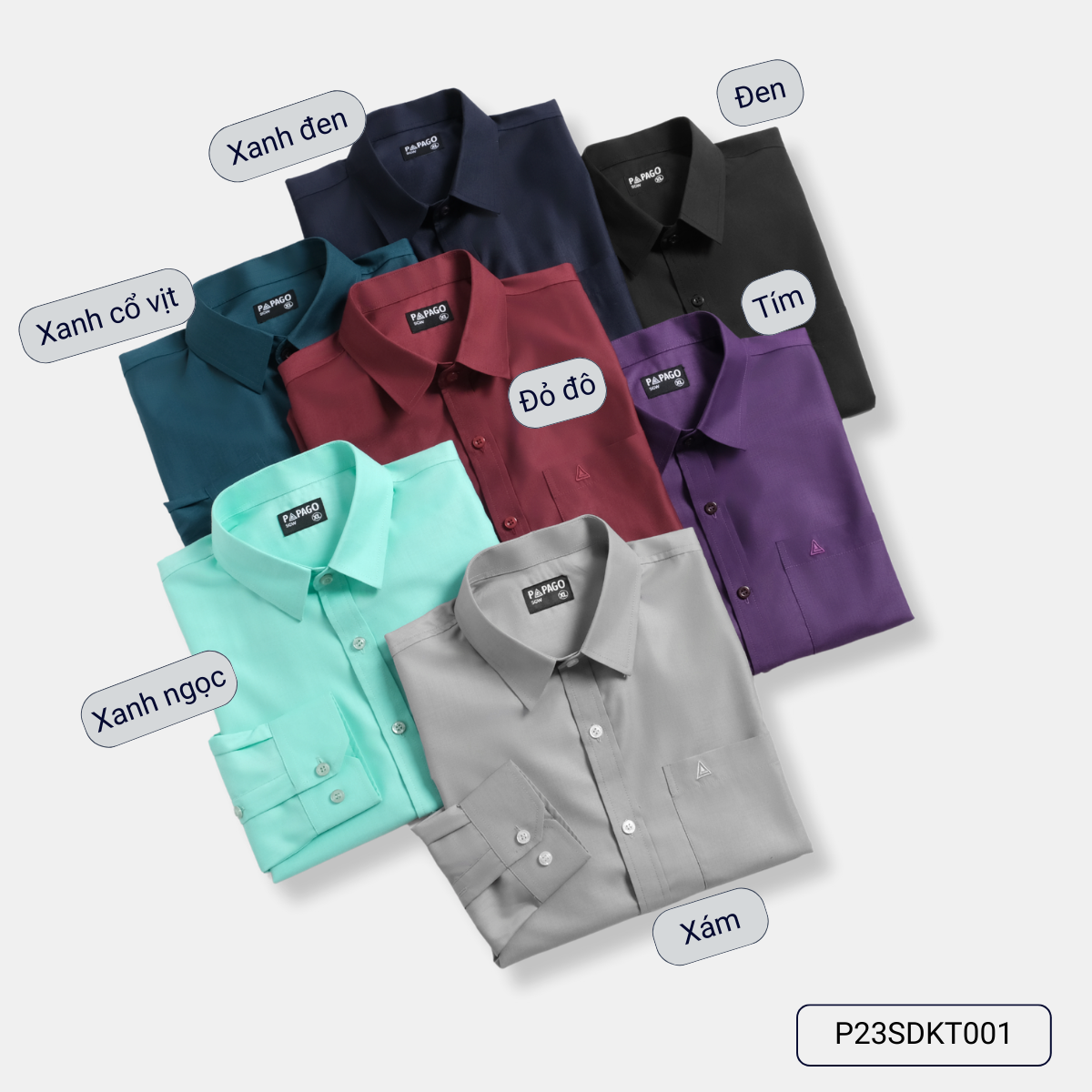 Áo sơ mi nam trung niên PAPAGO tay dài vải kate màu trơn - P23SDKT001_thumbnail_3
