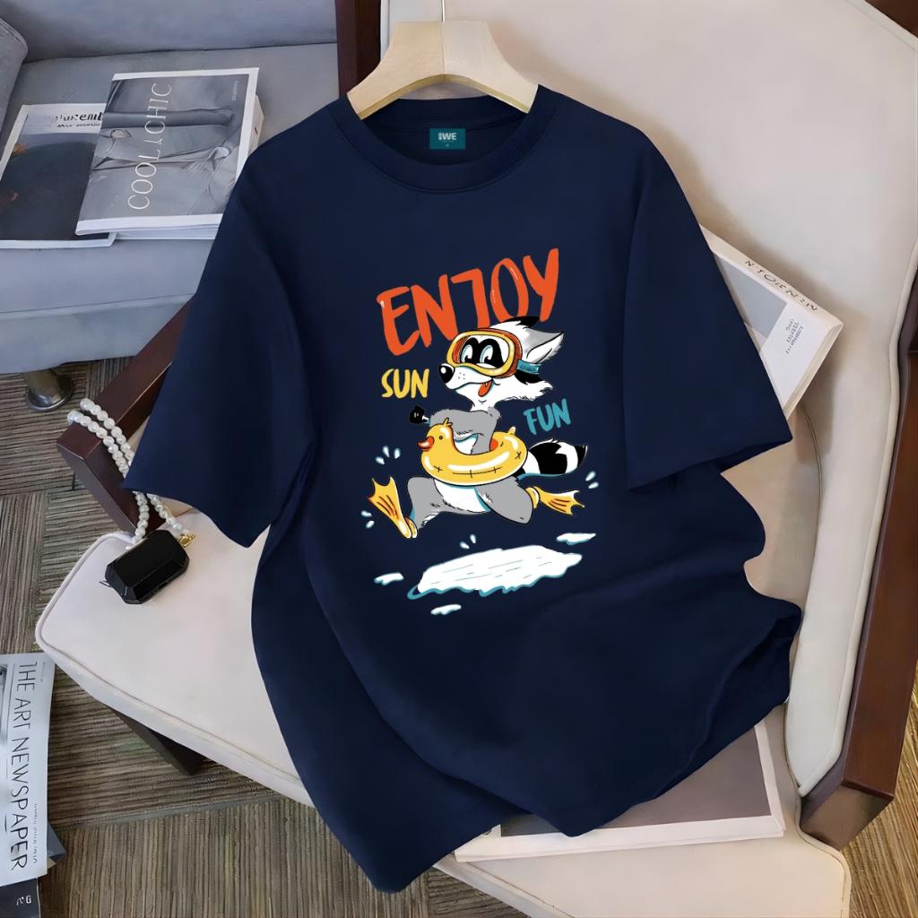 Áo thun unisex UX30-1184 ENJOY cáo đeo phao vịt dáng oversized local brand WETEE_thumbnail_6