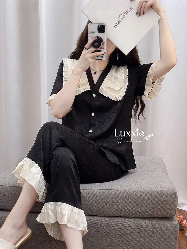 N47B Pyjama đen cộc tay cổ tiểu thư_thumbnail_4